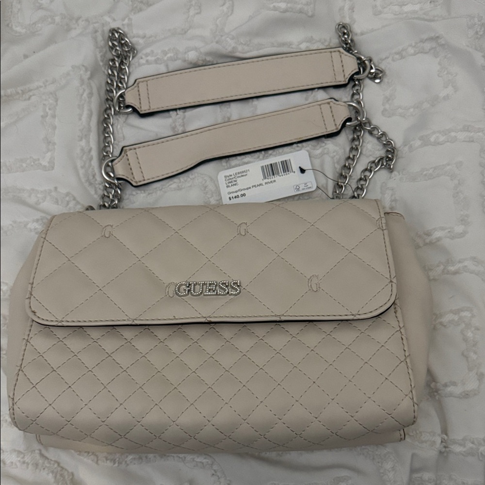 Guess Beige Quilted Shoulder Bag - Picture 1 of 3